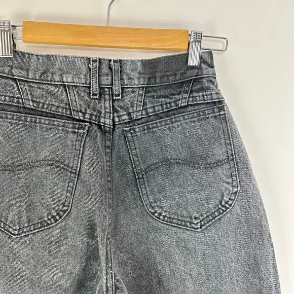 Vintage Lee Riders Mom Jean Union Made Washed Gray Denim 27x30 Size 9 Med 80s - Picture 9 of 11
